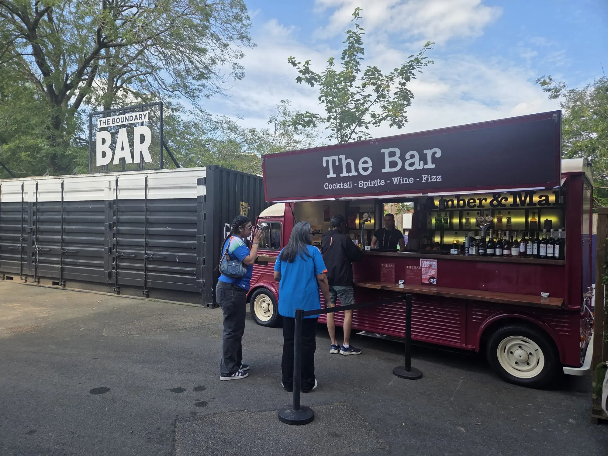 Amber and Malt mobile bar serving customers at The Boundary