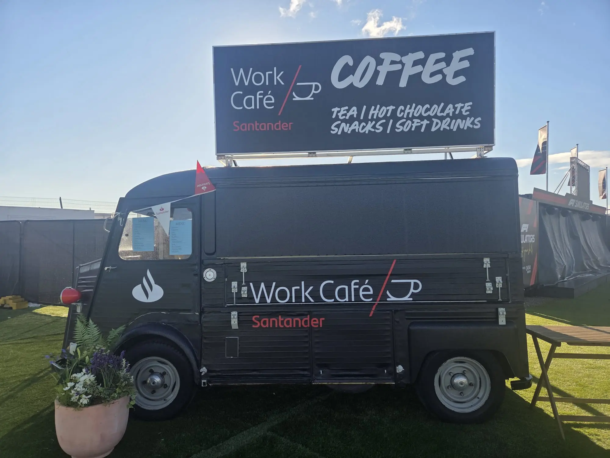 Santander Work Café mobile coffee unit at an event