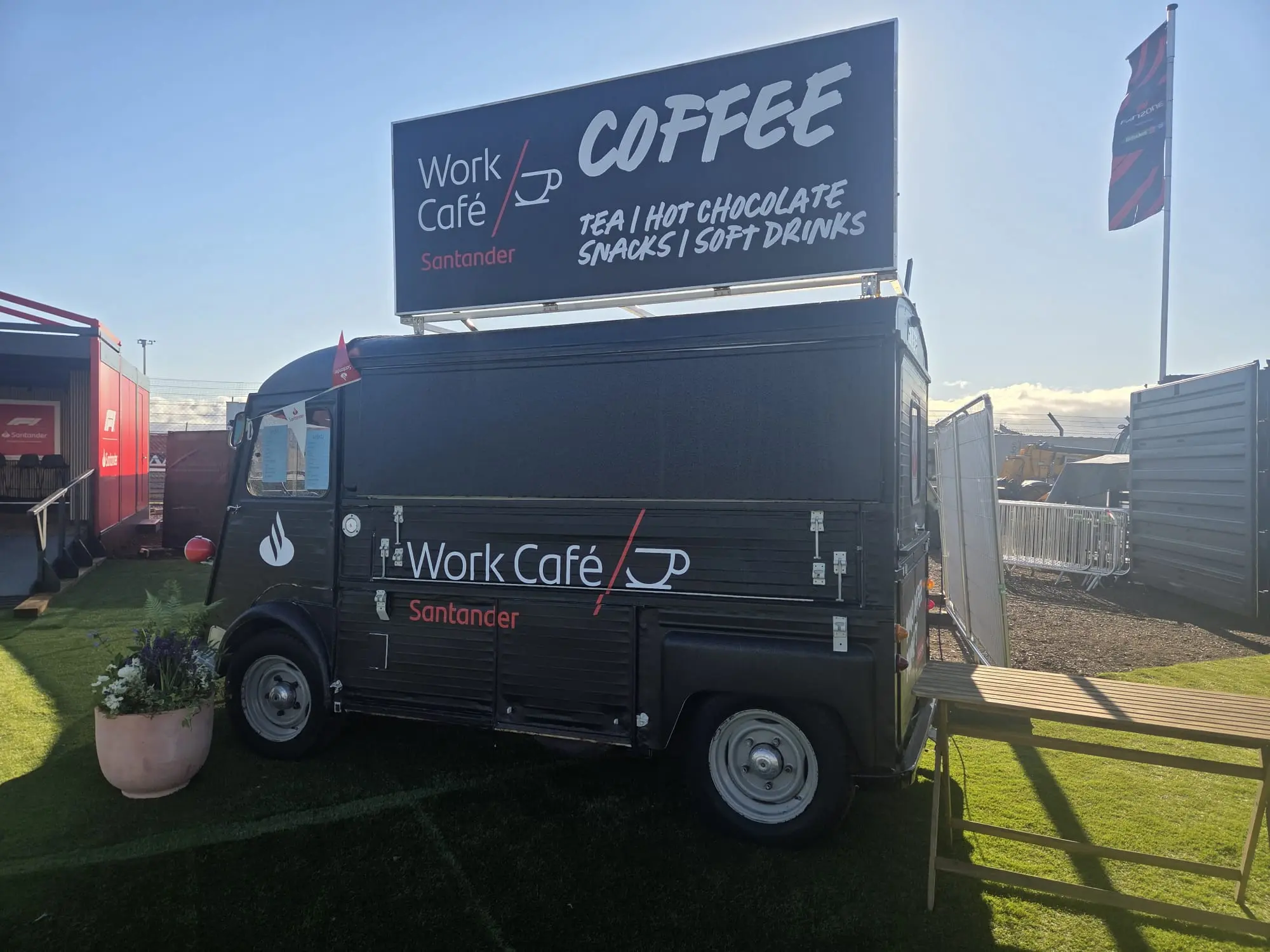 Side view of the Santander Work Café mobile unit